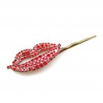Lips Rhinestone Hairpin ~ Red