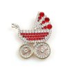 Antique Baby Stroller Brooch ~ Red