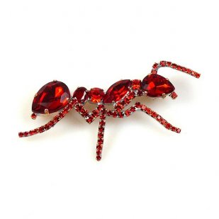 Ant Rhinestone Pin ~ Red