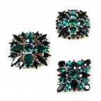 3 pc. Rhinestone Buttons Collection ~ Emerald Black