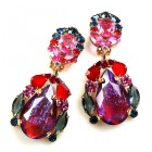 Iris Earrings Clips-on ~ Extra Violet Red Fuchsia