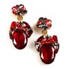Fiore Clips Earrings ~ Ruby Red