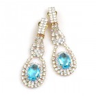 Moon Dream Earrings with Clips ~ Crystal with Aqua