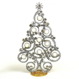 Xmas Tree 16cm Waves and Rondelles ~ Clear Crystal