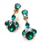 Anna Marie Earrings Clips ~ Emerald*