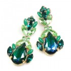 Iris Earrings Pierced ~ Silver Emerald