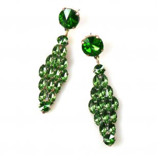 Navettes Earrings Pierced ~ Peridot Green*