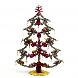 18cm Xmas Tree with Dangling Rondelles ~ Fuchsia Clear*