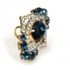 Pompe Ring ~ Crystal with Montana Blue Oval