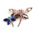 Two Dragonflies Pin ~ Amethyst Blue