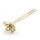 Zephyr Hair Pin with Bead ~ Gold Plated