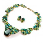 Elipse Necklace Set with Earrings ~ Emerald Green