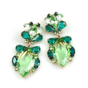 Floralie Earrings Pierced ~ Green Tones