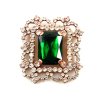 Octagonal Brooch ~ Clear Crystal with Green*