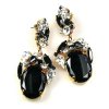Fiore Pierced Earrings ~ Black Ovals