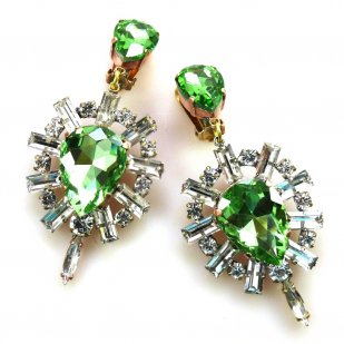Lioness Earrings Clips ~ Clear with Green*