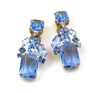Emilee Earrings Clips ~ Light Sapphire