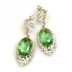 Ovals Earrings for Pierced Ears ~ Crystal Green
