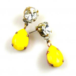 Droplets Earrings Pierced ~ Opaque Yellow with Clear*