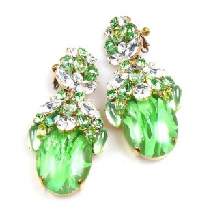 Lucrecia Extra Elipse Earrings Long Clips ~ Green