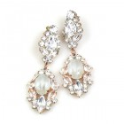 Crystal Gate Pierced Earrings ~ Opaque White