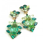 Sweet Temptation Earrings Clips ~ Green with Emerald