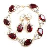 Fountain Necklace Set ~ Clear Crystal with Silver Ruby Red