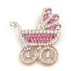 Antique Baby Stroller Brooch ~ Pink