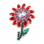Flower Pin Medium ~ Red Pink