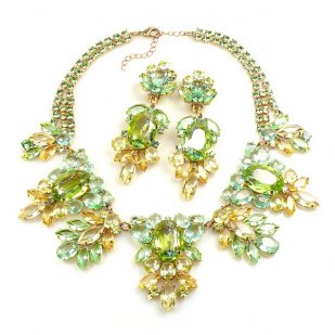 Iris Grande Necklace Set ~ Lime and Yellow