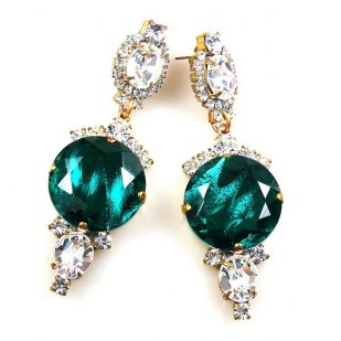 Taj Mahal Earrings Pierced ~ Clear with Silver Emerald