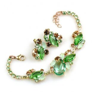 Lite Fountain Bracelet and Earrings ~ Green