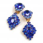 Aztec Sun Earrings Clips ~ Blue