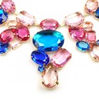 Swirling Colors ~ Capri Blue Pink Fuchsia Huge Necklace