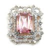Octagonal Brooch or Pendant ~ Clear Crystal with Pink