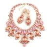 Absolue Necklace Set with Earrings ~ Opaque Pink with Rose