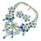 Crystal Blossom ~ Necklace Set ~ Blue AB Aqua Green