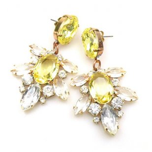 Xantypa Earrings Pierced ~ Clear Crystal with Yellow