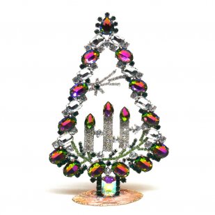Tree with Three Candles Decoration 17cm ~ Vitrail Clear*