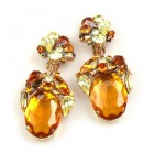 Fiore Clips Earrings ~ Topaz Ovals with Yellow