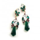 Theia Earrings Pierced ~ Emerald Clear Purple