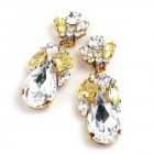 Fountain Clips-on Earrings ~ Jonquil Tones with Clear Crystal