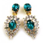 Ella Earrings Clips ~ Baguettes and Ovals ~ Emerald