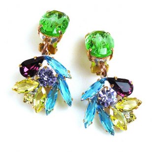 Close to Heaven Clips Earrings ~ Green Multicolor