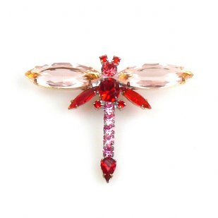 Dragonfly Navette #1 ~ Pink with Red