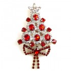 Xmas Tree with Bow Pin ~ Clear Red