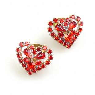 Red Hearts #3 ~ Clips-on Earrings*