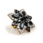 Star Rhinestone Ring ~ Crystal with Black