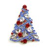 Zig-Zag Xmas Tree Brooch 7cm ~ Blue Red Clear*
