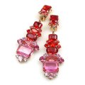 Xanthe Earrings with Clips ~ Fuchsia Red